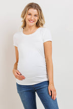 Ruched Short-Sleeve Maternity T-Shirt - Off White