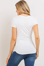 Ruched Short-Sleeve Maternity T-Shirt - Off White