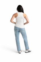 Light-wash Maternity Dad Jean w/ Bellyband