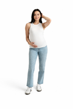 Light-wash Maternity Dad Jean w/ Bellyband
