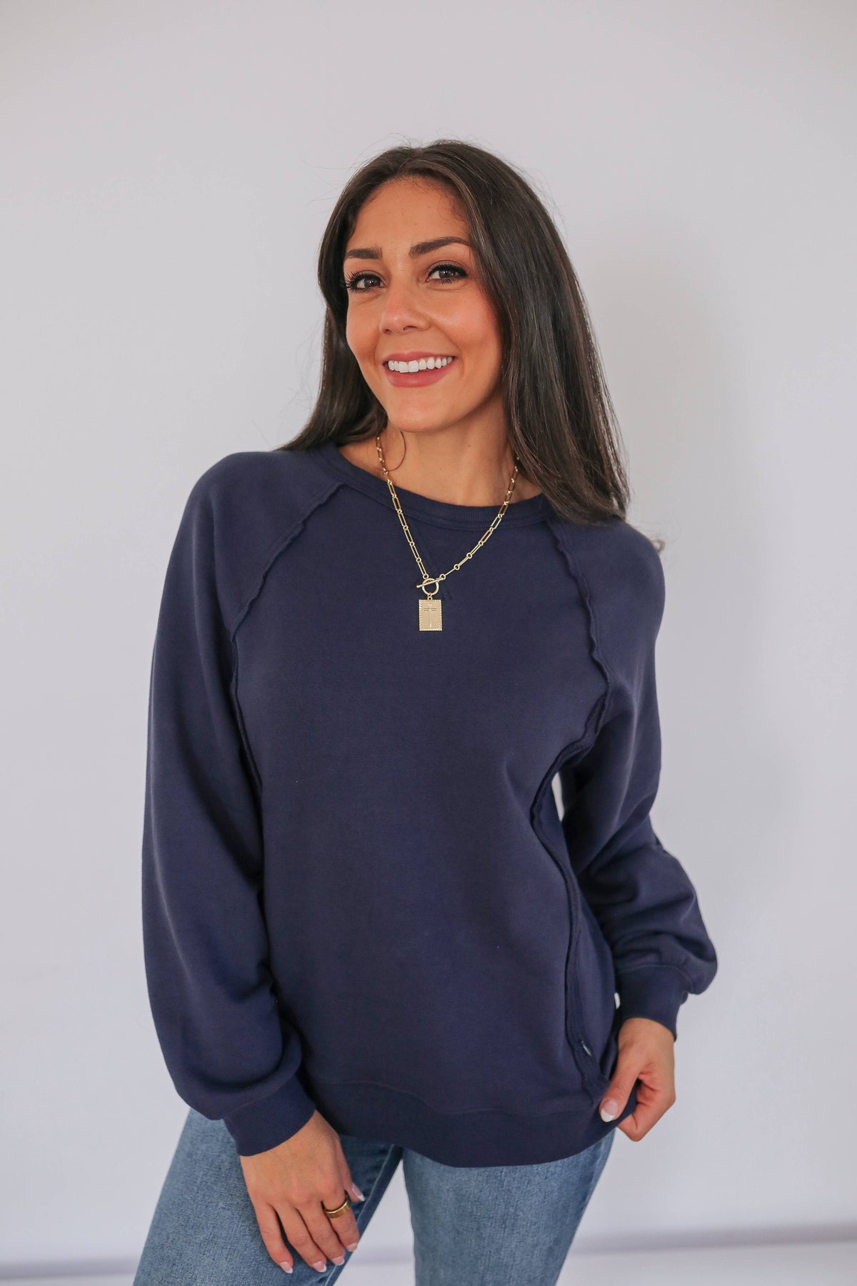 Vertical Zip Breastfeeding Crewneck