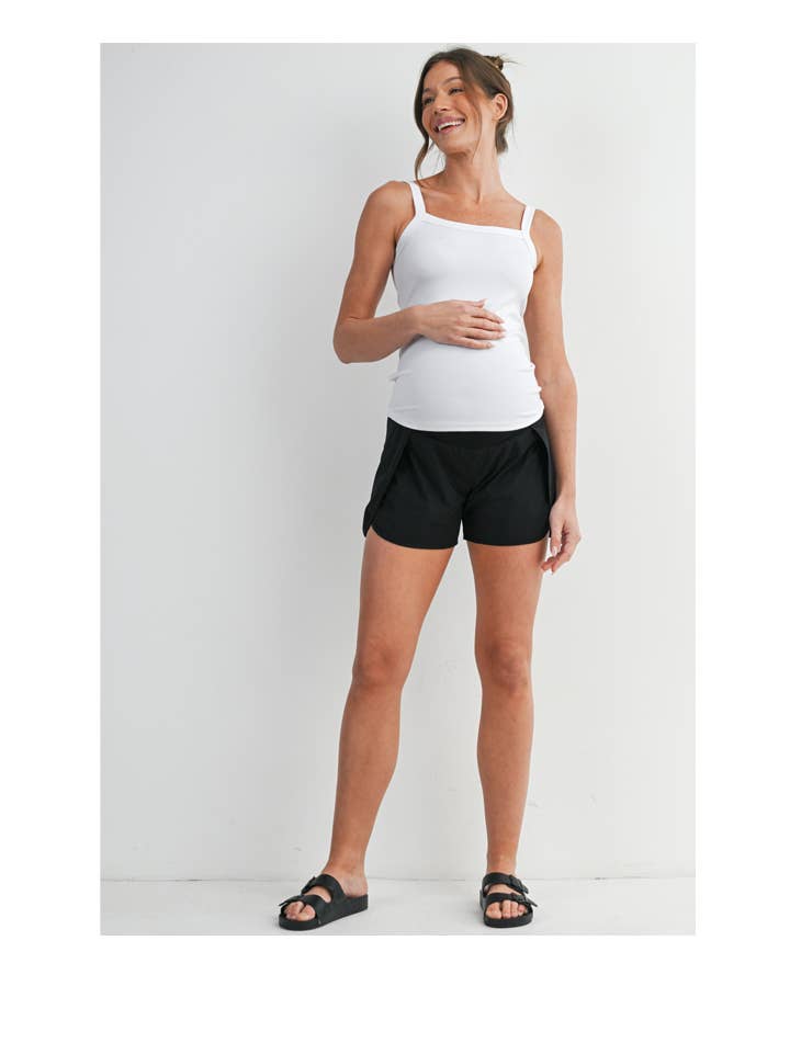 Active Maternity Workout Shorts with Over-Bump Belly Band
