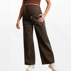 Women's Maternity Over Belly Leopard Wide Leg Jeans