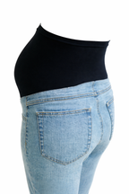 Light-wash Maternity Dad Jean w/ Bellyband