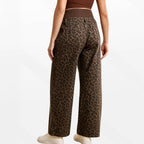 Women's Maternity Over Belly Leopard Wide Leg Jeans