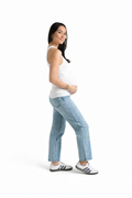 Light-wash Maternity Dad Jean w/ Bellyband