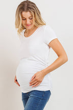 Ruched Short-Sleeve Maternity T-Shirt - Off White