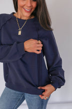 Vertical Zip Breastfeeding Crewneck